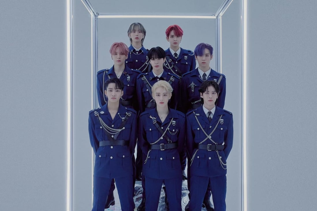 K-pop boy band Epex in the music video of their new single Anthem of Teen Spirit. Online audiences have accused the song’s imagery of military uniforms and attack dogs, as well as some lyrics, as being Nazi-inspired. Photo: C9 Entertainment