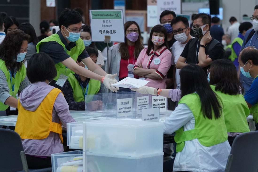 The central counting station is seen during an election at HKCEC in Wan Chai in September 2021. Photo: Sam Tsang