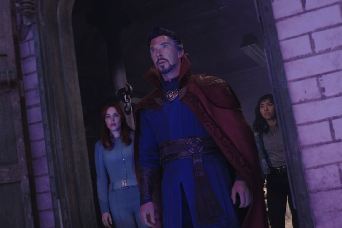 (From left) Rachel McAdams, Benedict Cumberbatch and Xochitl Gomez in a still from Doctor Strange in the Multiverse of Madness. Photo: Marvel Studios.