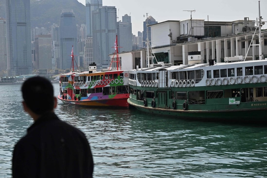 Hong Kong’s Star Ferries sit idle in Hong Kong on March 14 as services are reduced amid the city’s worst Covid-19 outbreak. Photo: AFP