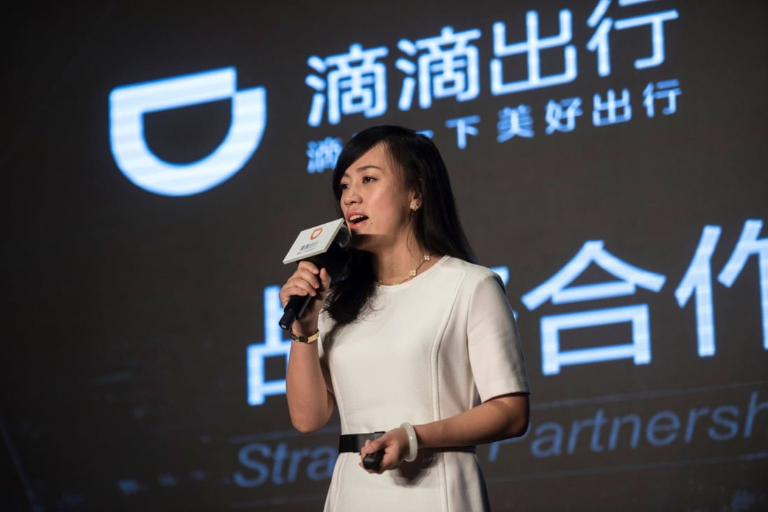 Didi Chuxing president Jean Liu at a press event on January 26, 2016. Liu is one of the latest tech executives to reduce her social media presence as the industry remains under the shadow of a prolonged government crackdown. Photo: AFP