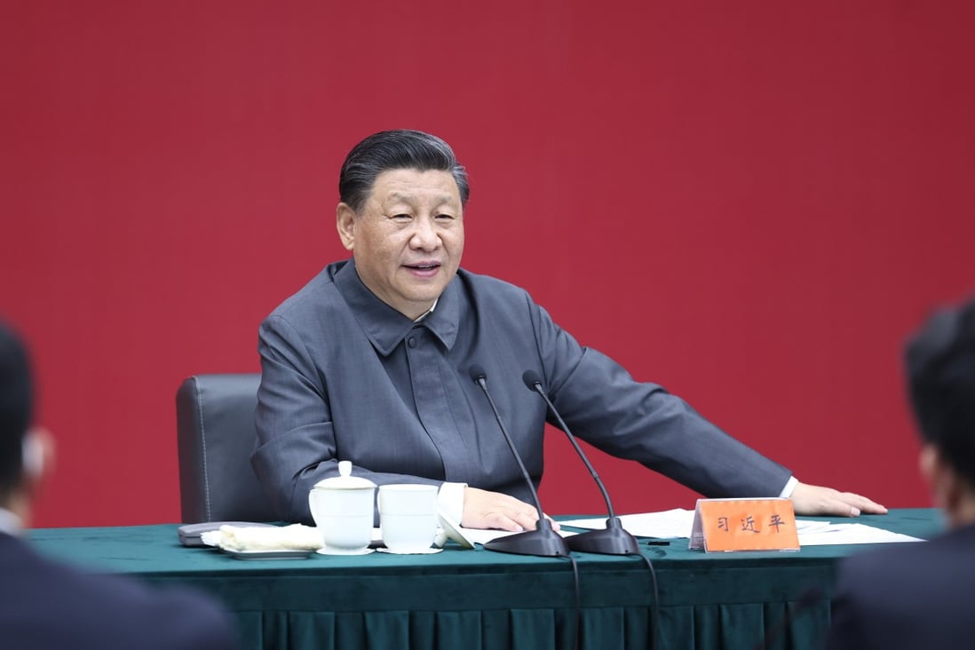 China’s President Xi Jinping sits down with representatives of teachers and students at a symposium. Photo: Xinhua