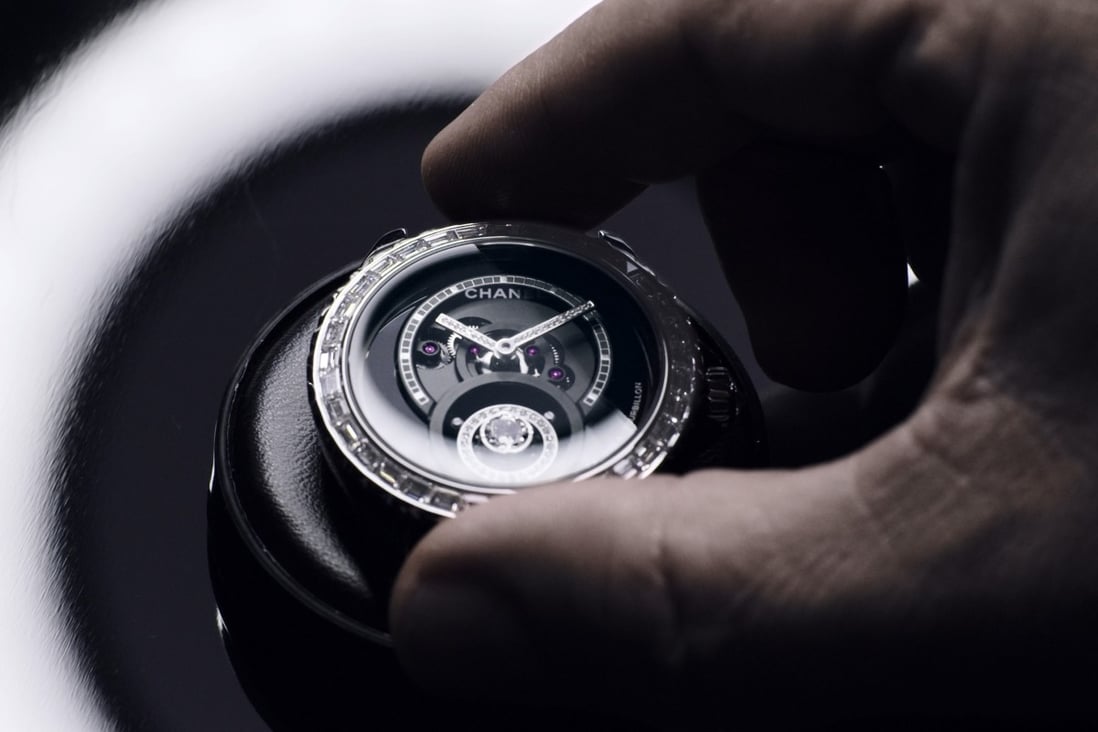 The Chanel J12 Diamond Tourbillon Calibre features a flying tourbillon complication. Photo: Chanel