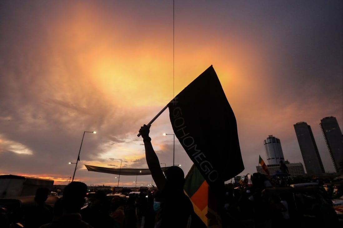 Protesters shout slogans during a protest in front of the Presidential Secretariat in Colombo, Sri Lanka in April. Sri Lanka faces its worst ever economic crisis in decades due to the lack of foreign reserves, resulting in severe shortages in food, fuel, medicine, and imported goods. Photo: EPA-EFE