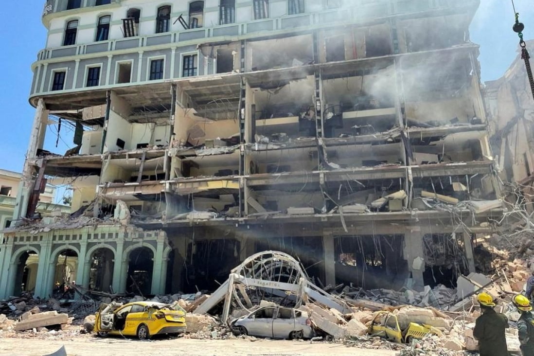 Debris is scattered after an explosion at the Hotel Saratoga in Havana, Cuba on Friday. Photo: Reuters 