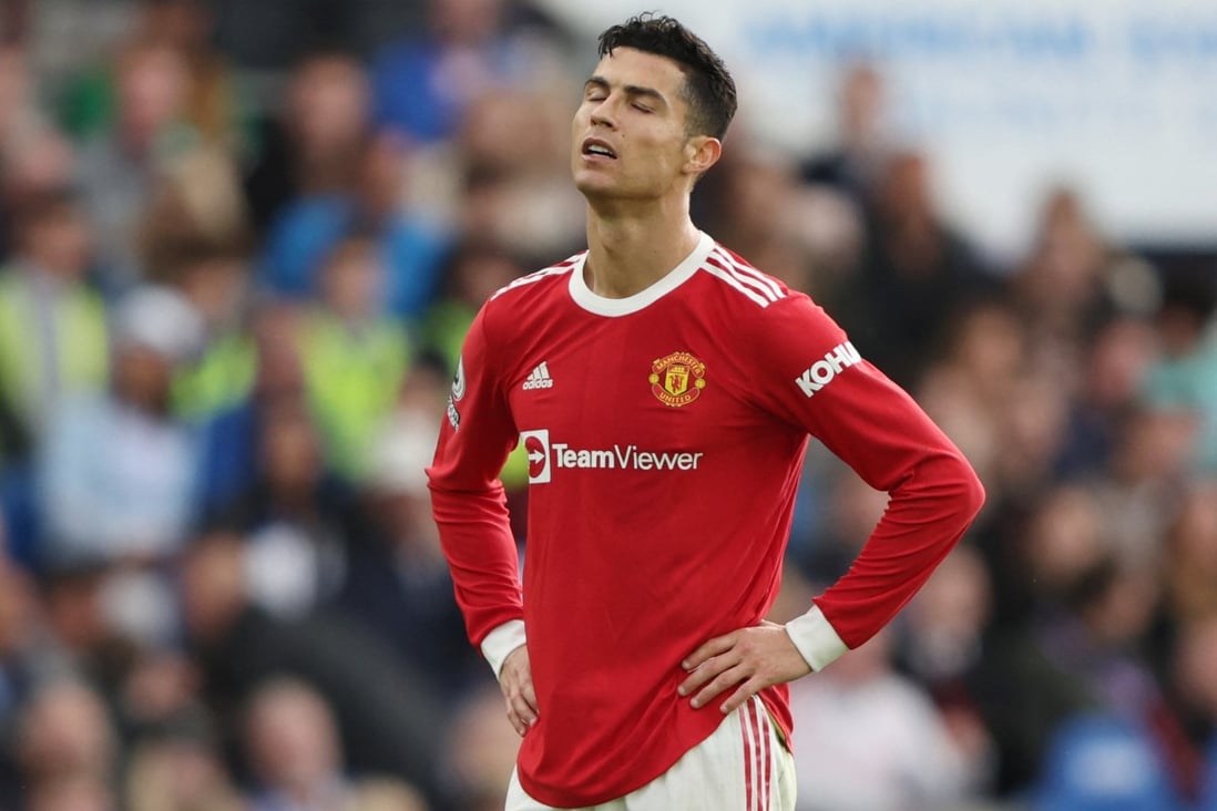 Manchester United’s struggles continued in a 4-0 loss to Brighton, but Cristiano Ronaldo was backed to stay another year or two by his predecessor in the No 7 shirt. Photo: Reuters