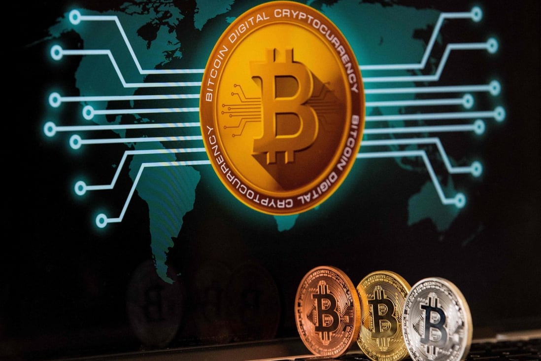 A visual representation of the digital crypto-currency bitcoin, at the Bitcoin Change shop in Tel Aviv, Israel. Photo: AFP