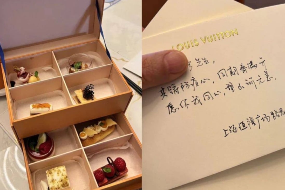 Luxury brands like Louis Vuitton are sending out goodies to their VIP customers in Shanghai. Photo: WeChat through WWD