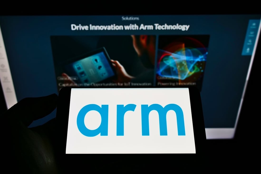 A person holding mobile phone with the logo of British semiconductor company Arm Ltd on the screen on June 6, 2021. Photo: Shutterstock