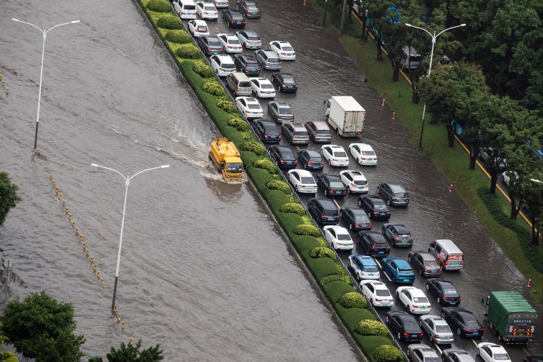 A flooded road in Shenzhen, one of many cities in southern China hit by heavy rains last week. Photo: VCG