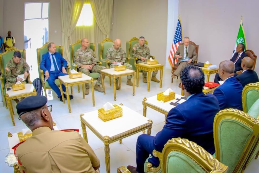 A US delegation led by General Stephen J. Townsend, head of the US Africa Command, meets President Muse Bihi Abdi in the Somaliland capital Hargeisa last week. Photo: Handout