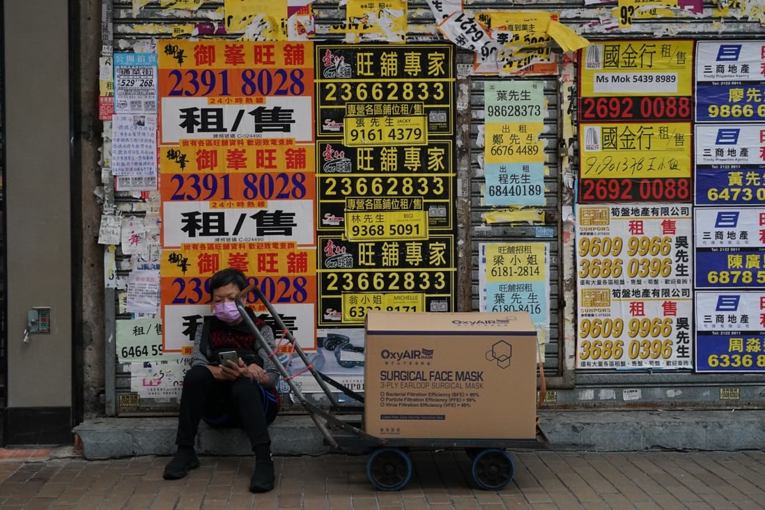 Closed retail shops in Mong Kok during the city’s fifth Covid-19 wave earlier this year. Photo; Felix Wong