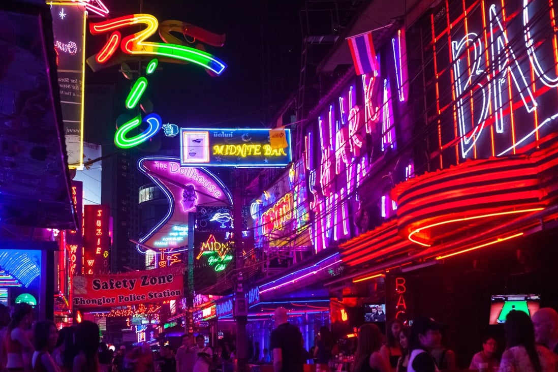The ‘Red Light District’ of Bangkok.Thailand will allow night clubs and karaoke bars to resume regular hours starting in June as the country drops most of its remaining pandemic restrictions as daily infections decline. Photo: Getty Images