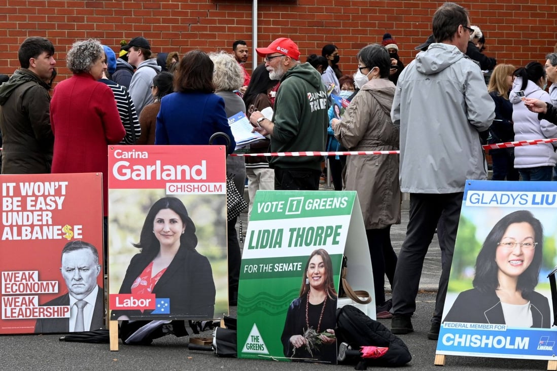 Voters queue at a pre-polling centre in the seat of Chisholm in Melbourne on May 19, ahead of the general election on May 21. Photo: AFP