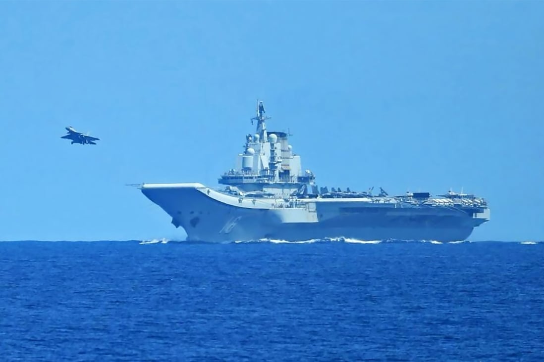 An advanced fighter jet takes off from China’s Liaoning aircraft carrier. Photo: Japan Ministry of Defence