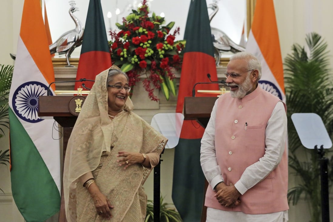 Bangladesh PM Sheikh Hasina and India’s PM Narendra Modi. Photo: AP