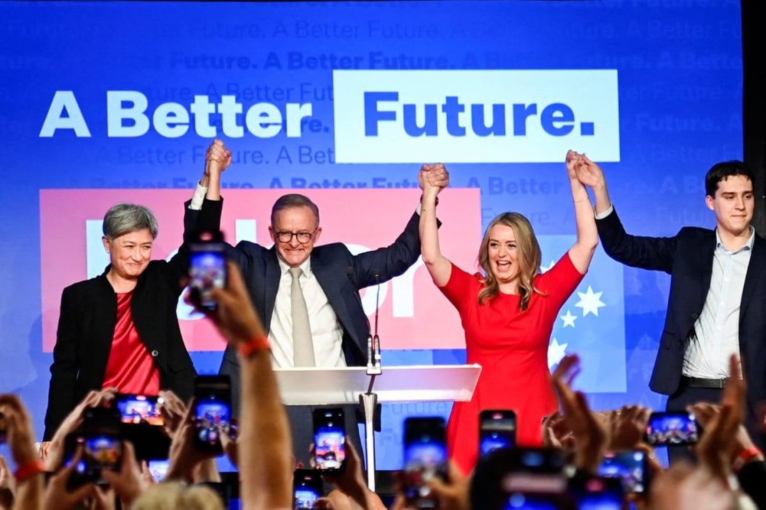 Anthony Albanese, leader of Australia’s Labor Party, addresses supporters after incumbent Prime Minister and Liberal Party leader Scott Morrison conceded defeat in the country’s general election. Photo: Reuters