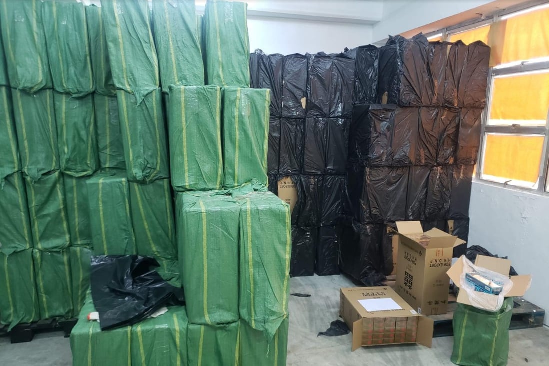 Hong Kong customs  seizes HK$77 million worth of black-market cigarettes. Photo: Handout