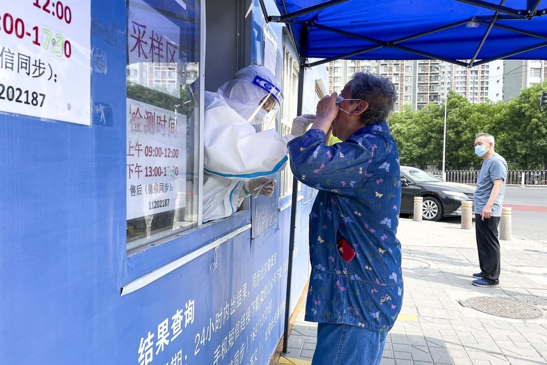 A Beijing resident gets tested for Covid-19 on May 23. Photo: Simon Song