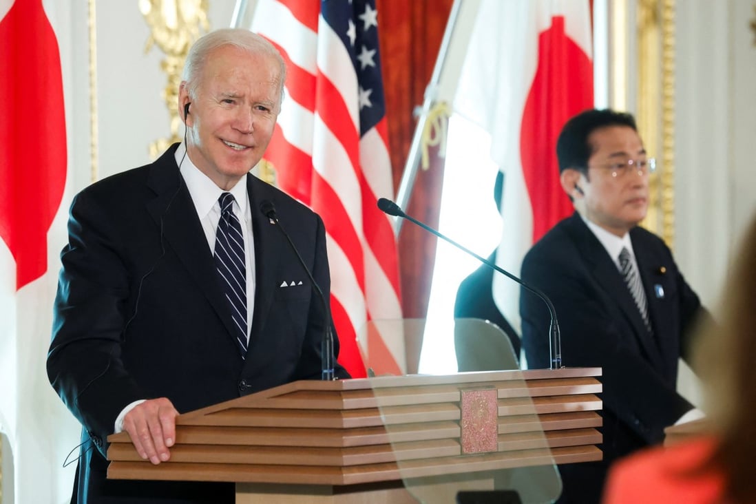 US President Joe Biden speaks during a joint news conference with Japan’s PM Fumio Kishida. Photo: Reuters