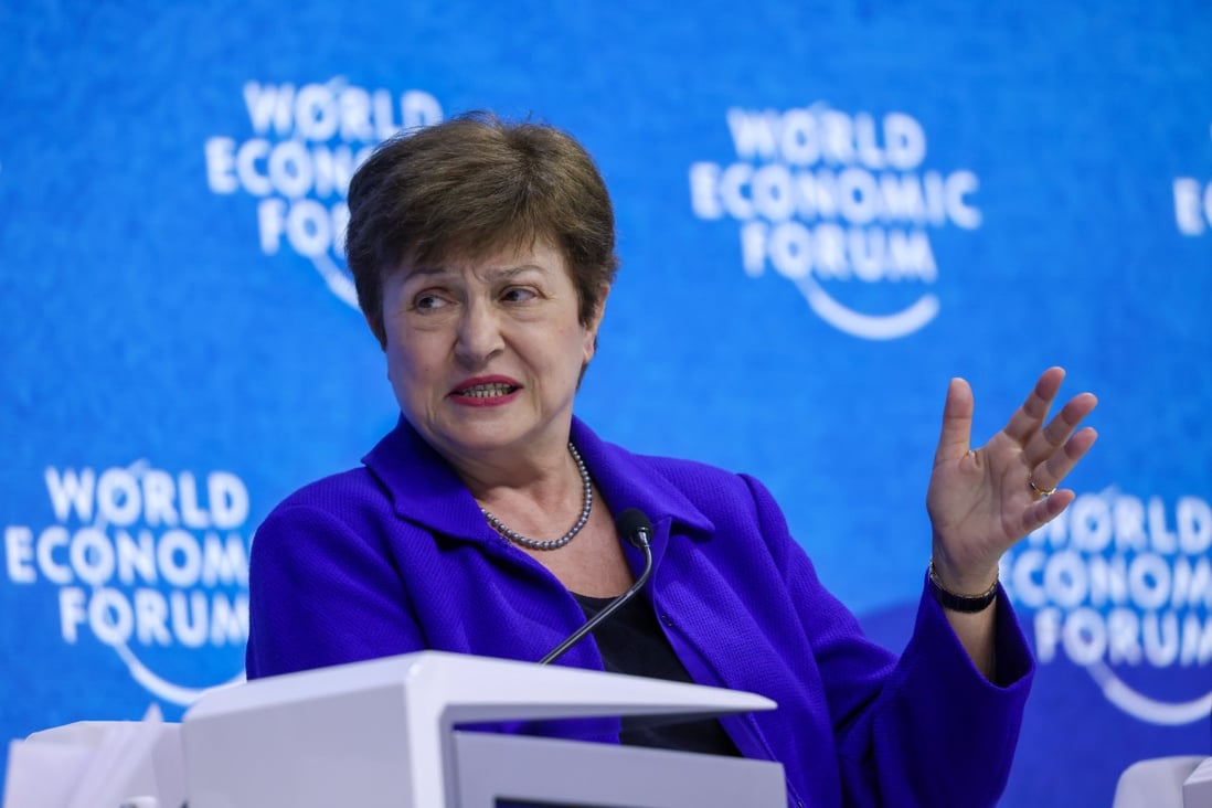 Kristalina Georgieva, managing director of the International Monetary Fund (IMF), speaks during a panel session on the opening day of the World Economic Forum (WEF) in Davos, Switzerland, on May 23. Photo: Bloomberg