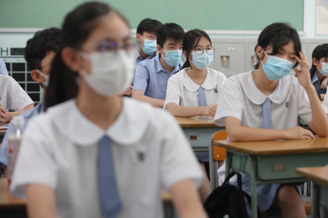 Students attend in-person lessons at Scientia Secondary School in Ho Man Tin. Photo: Winson Wong