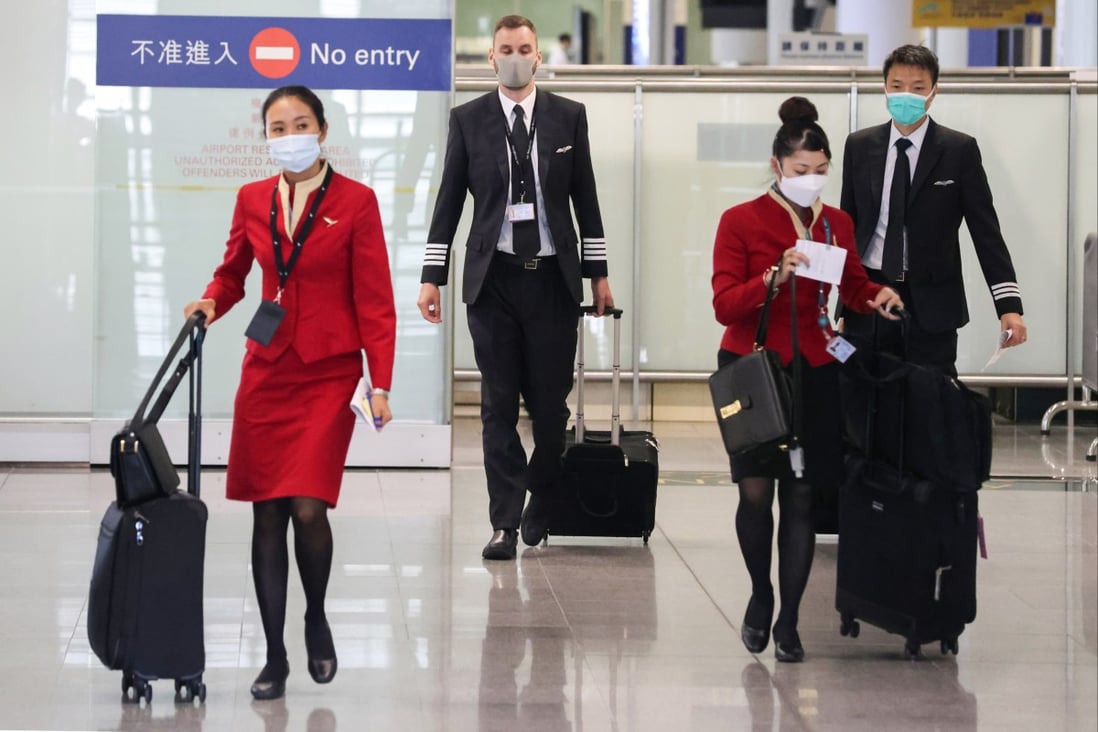 Cathay Pacific aircrew will now have to log their activities during the first seven days of their two-week medical surveillance period on the “Crew Activity Log” app. Photo: May Tse