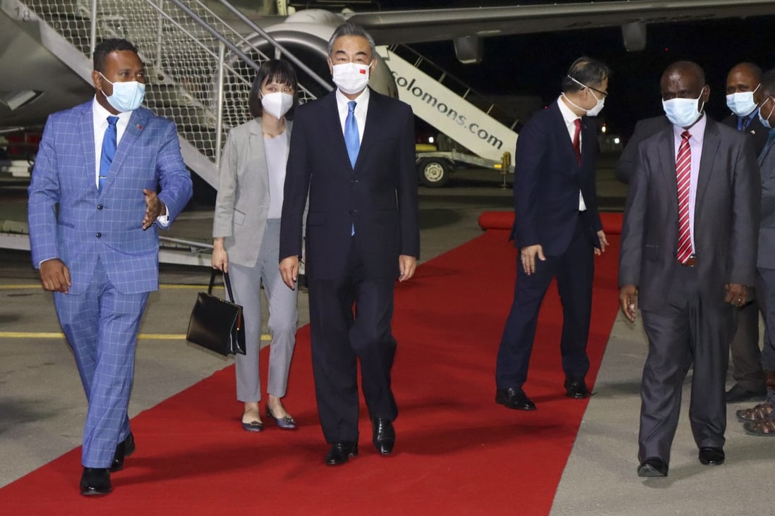 Chinese Foreign Minister Wang Yi arrives in Honiara early on Thursday at the start of an eight-nation tour. Photo: AP