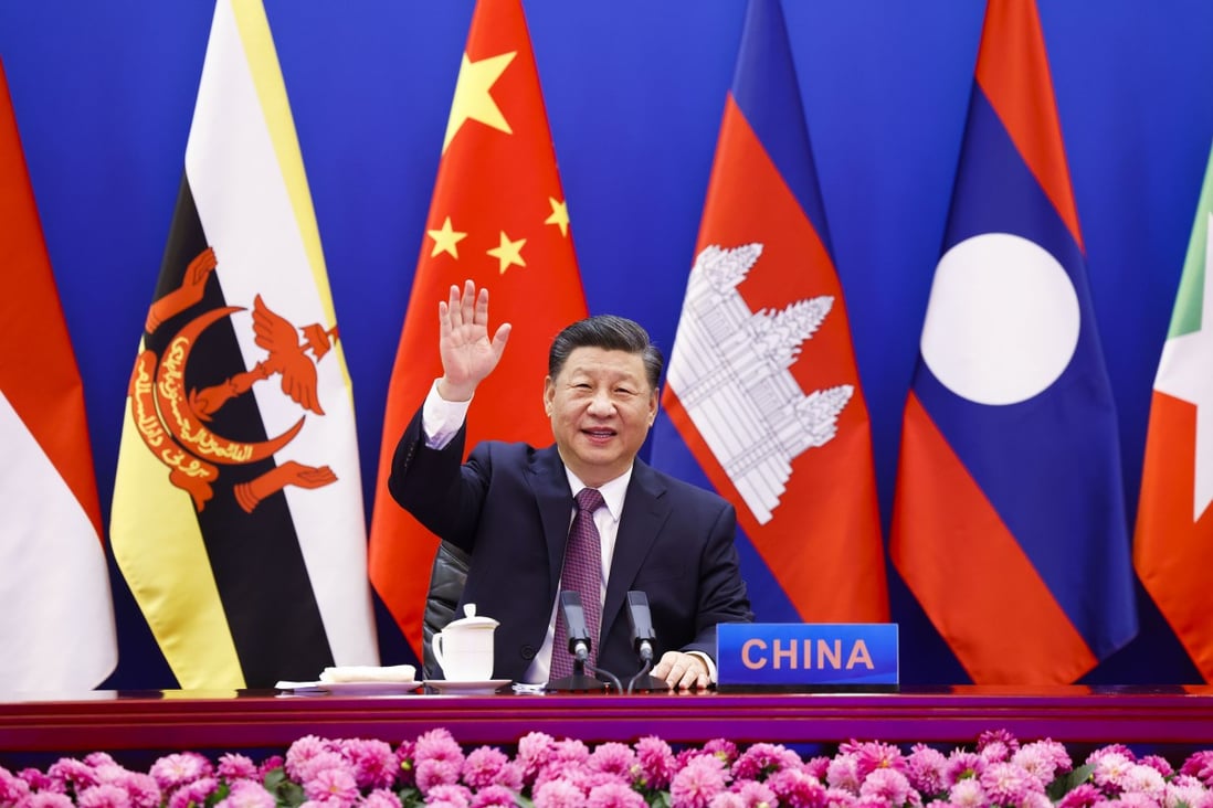 Chinese President Xi Jinping chairs a special summit to commemorate the 30th Anniversary of Asean-China dialogue relations via video link in Beijing in November 2021. Photo: Xinhua