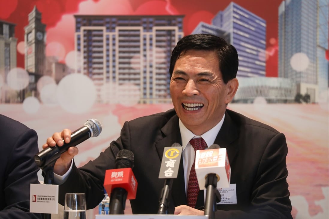 Shum Tin-ching, chairman and controlling shareholder of Jiayuan International, at the company’s results briefing in March 2019. Photo: Dickson Lee