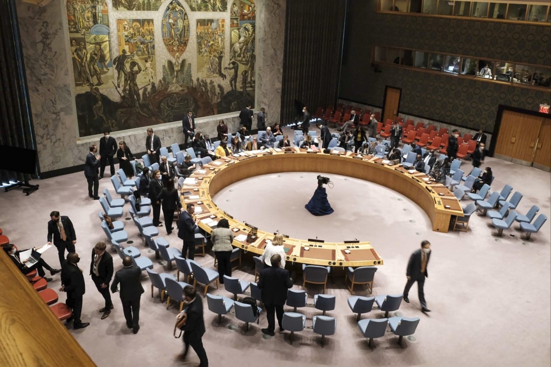 Diplomats take part in a meeting of the UN Security Council (UNSC) where they discussed recent missile tests by North Korea on May 11, 2022 in New York City. Photo: Getty Images