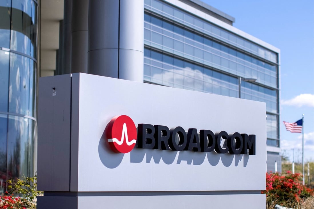 The Broadcom company logo is shown outside one of its office complexes in Irvine, California, March 4, 2021. Photo: Reuters