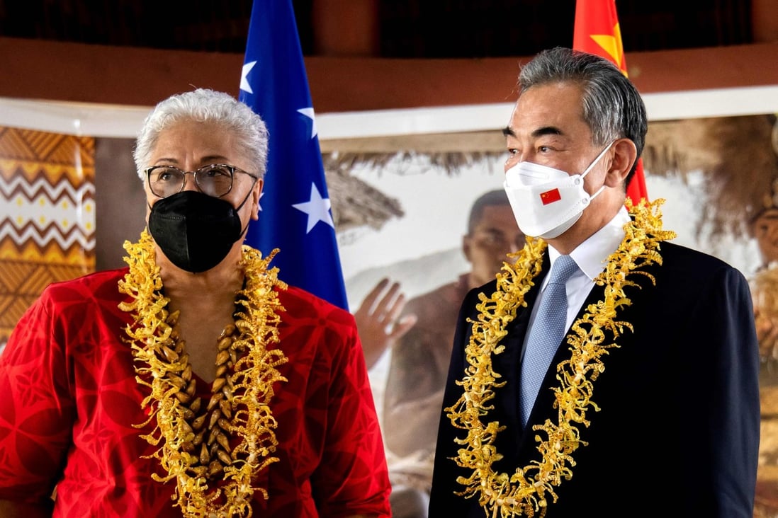Samoa PM Fiame Naomi Mataafa and Chinese Foreign Minister Wang Yi attend an agreements signing ceremony in Apia. Photo: Samoa Observer / AFP