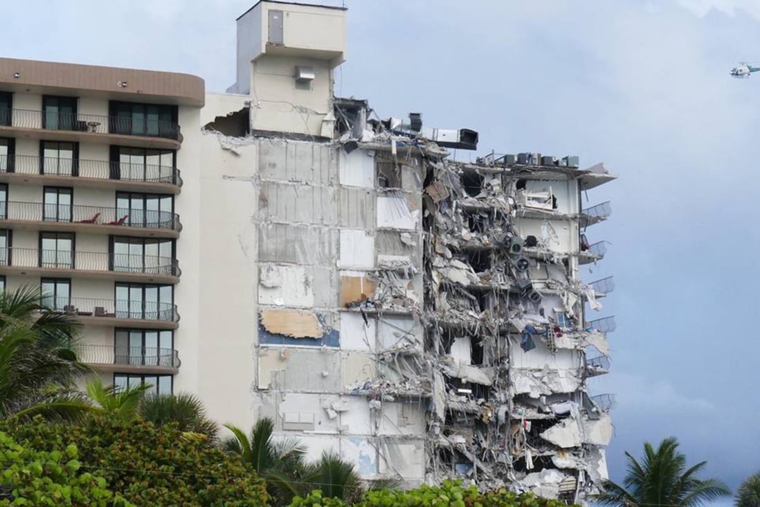 The 12-storey Champlain Towers South building in the suburb of Surfside, Miami, collapsed on June 24, 2021. Photo: Miami Herald / TNS