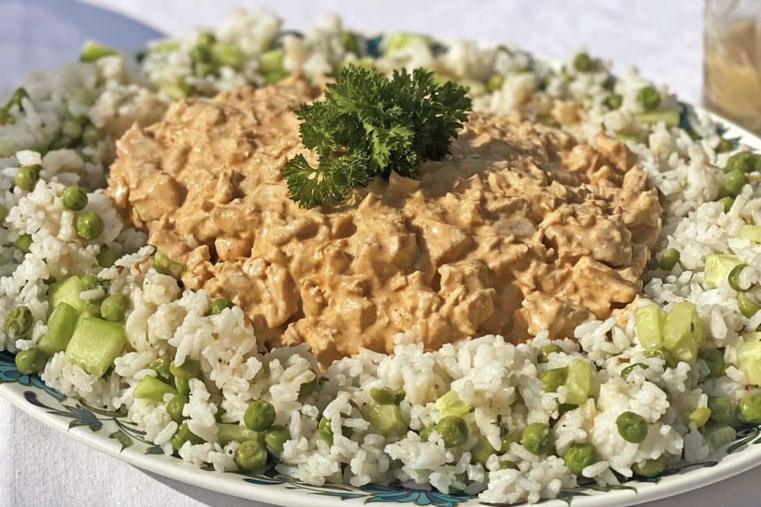 Poulet Reine Elizabeth (coronation chicken) as served in 1953 at the lunch following Queen Elizabeth’s coronation ceremony, which came a year afer she ascended to the British throne. PhotoL English Heritage