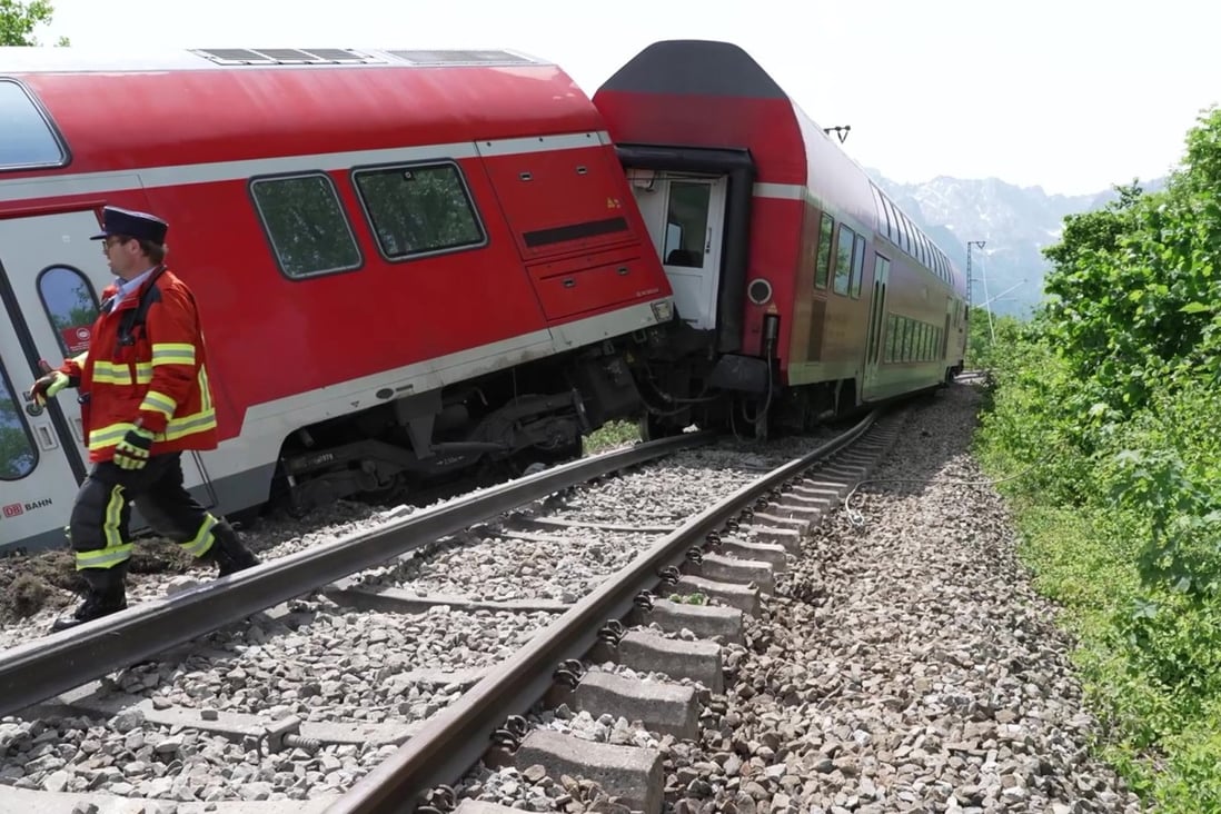 The scene of a train derailment in Burgrain, near the resort town of Garmisch-Partenkirchen, southern Germany. Photo: EPA-EFE