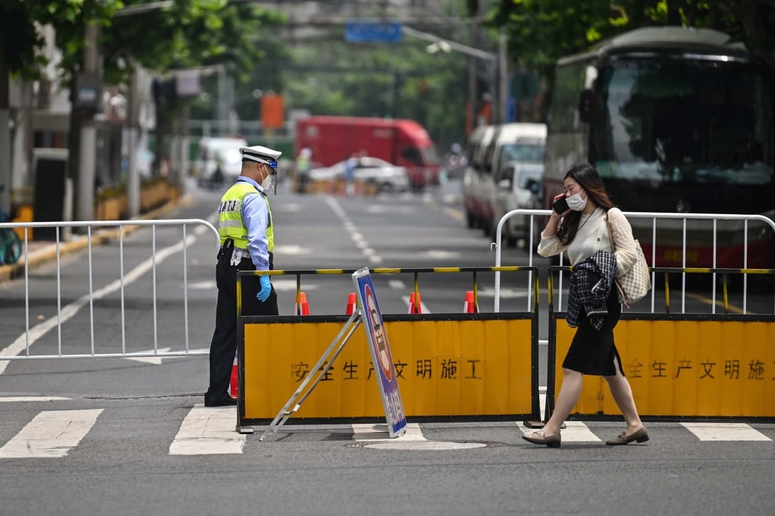 A neighbourhood under a Covid-19 lockdown in the Jing’an district of Shanghai on June 2, 2022. Photo: AFP