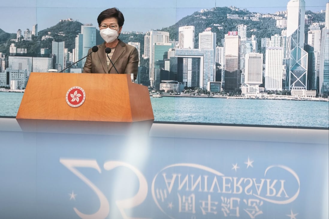 Hong Kong Chief Executive Carrie Lam and other ministers are expected to be part of the “closed-loop” arrangement. Photo: Robert Ng