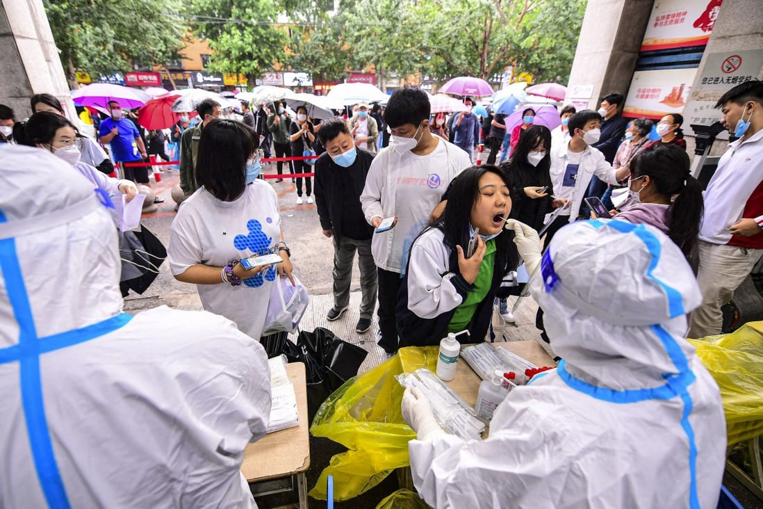 High school students get tested as they prepare to take the annual gaokao college entrance exams in Shenyang, Liaoning province on Monday. Photo: AFP