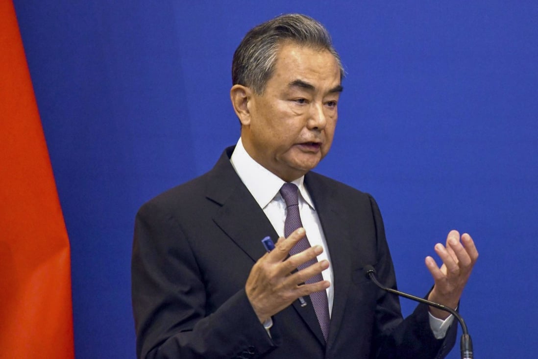 In this photo supplied by the Fiji government, China’s Foreign Minister Wang Yi, speaks at a press conference at the Pacific Islands Foreign Ministers’ meeting in Suva, Fiji. Photo: AP