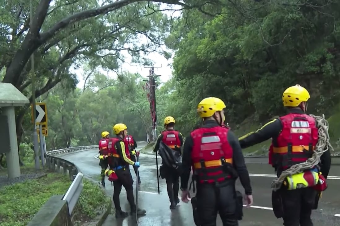 Firefighters have found the body of a 52-year-old hiker who went missing after being swept away by flash flood while swimming in a stream in a Hong Kong country park amid a red rainstorm warning on Wednesday. Photo: RTHK