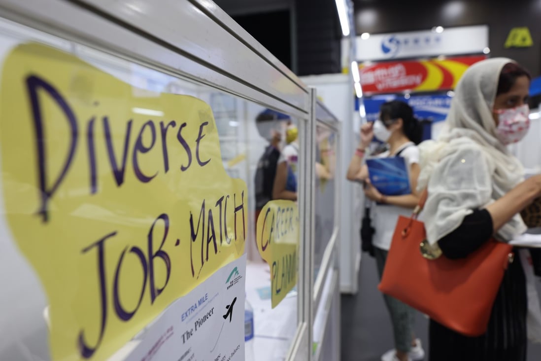 People attend the Wan Chai Job Expo - Building a Multicultural Workplace on September 14, 2021. Photo: Nora Tam