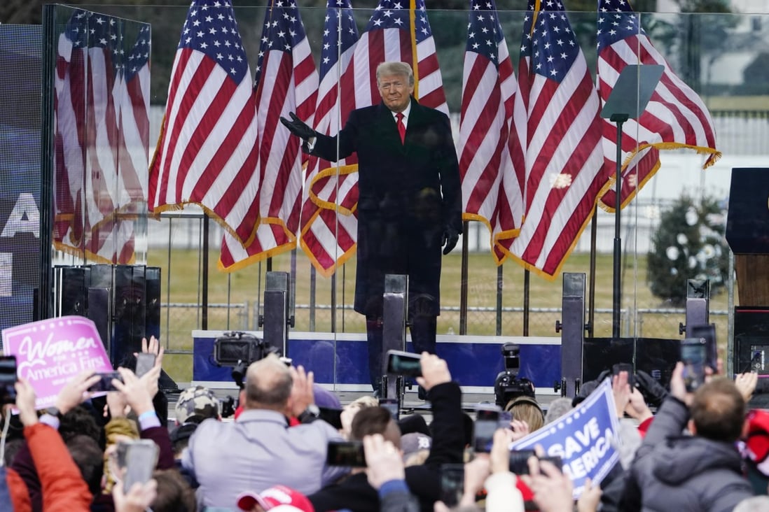 Donald Trump at a January 6, 2021 Washington rally protesting the electoral college certification of Joe Biden as the new President of the United States. File photo: AP 