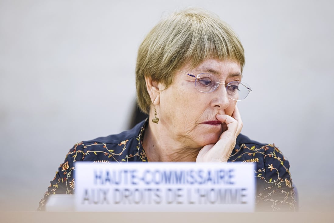 Michelle Bachelet’s trip to China has been a divisive topic at this week’s UN Human Rights Council meeting in Geneva. Photo: EPA-EFE