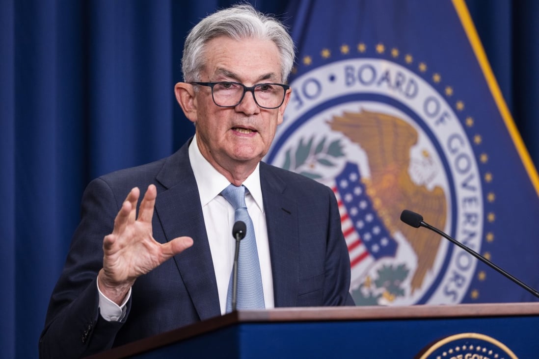 US Federal Reserve chairman Jerome Powell holds a news conference in Washington after the Fed decided to raise interest rates by three-quarters of a percentage point. Photo: EPA-EFE