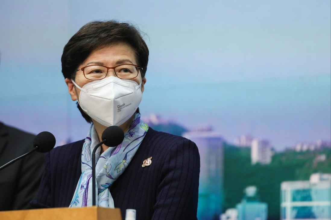 Carrie Lam at a 2.30pm Friday presser. Photo: Yik Yeung-man
