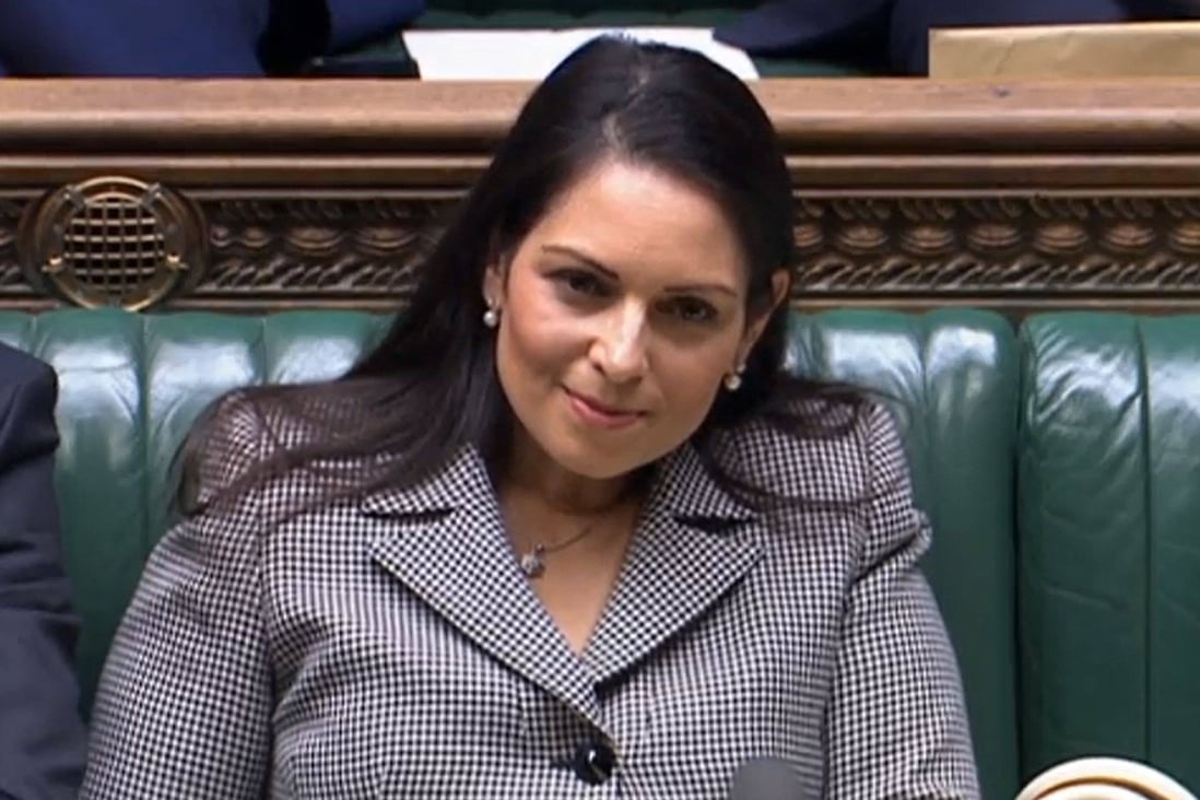 Britain’s Home Secretary Priti Patel while giving a statement to parliament this week concerning the government’s plan to send migrants and asylum seekers who cross the Channel to Rwanda. Photo: AFP
