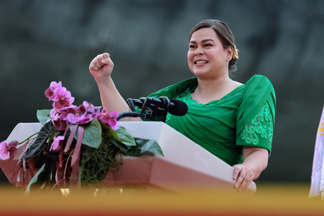 Philippine VP-elect Sara Duterte at her inauguration ceremony in Davao City.  Photo: EPA-EFE/Presidential Photographers Division
