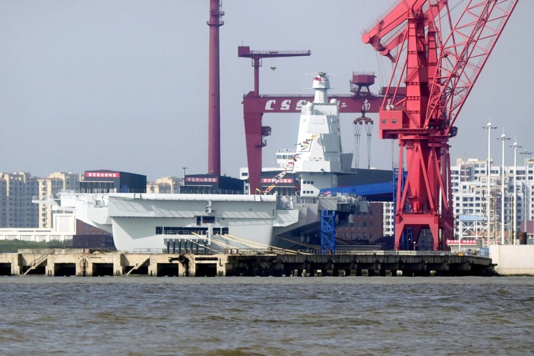 The Fujian is China’s third aircraft carrier, and the first to be equipped with advanced launch technology comparable to its US counterparts. Photo: Kyodo