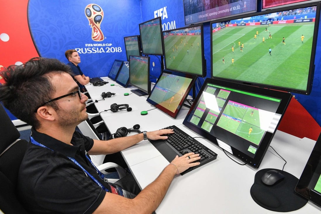 A view of the video assistant refereeing (VAR) operation room at the 2018 FIFA World Cup in Russia. Photo: AFP 